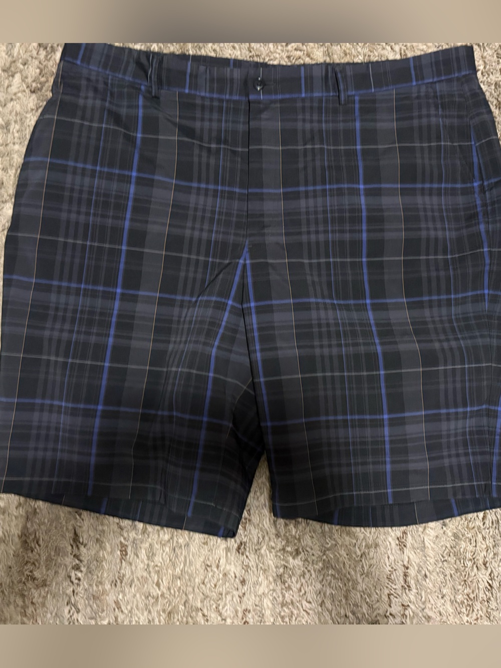Kirkland Signature Black Plaid Shorts with Blue Accents
